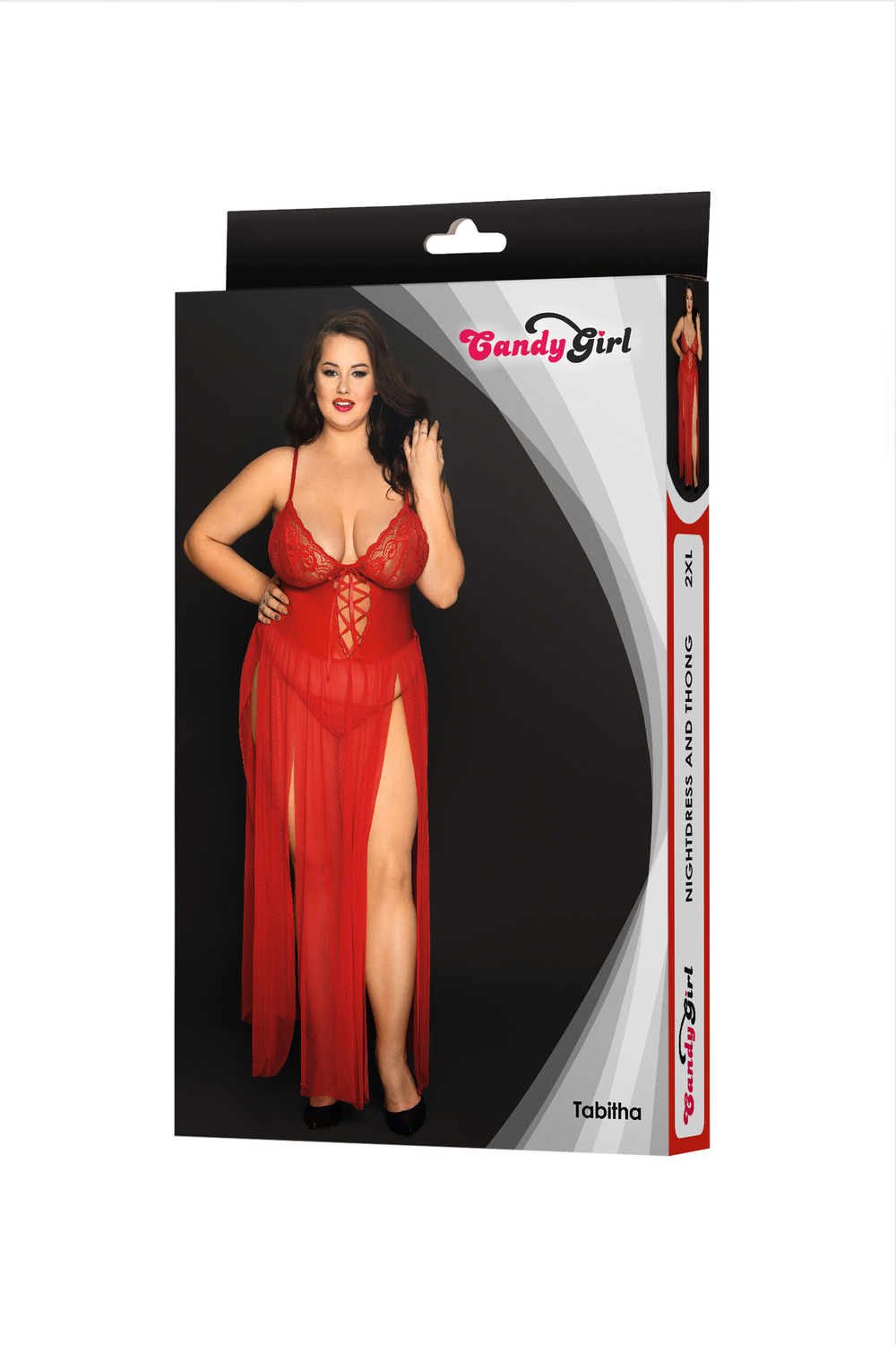Комбинация и стринги Candy Girl Tabitha красные 2XL