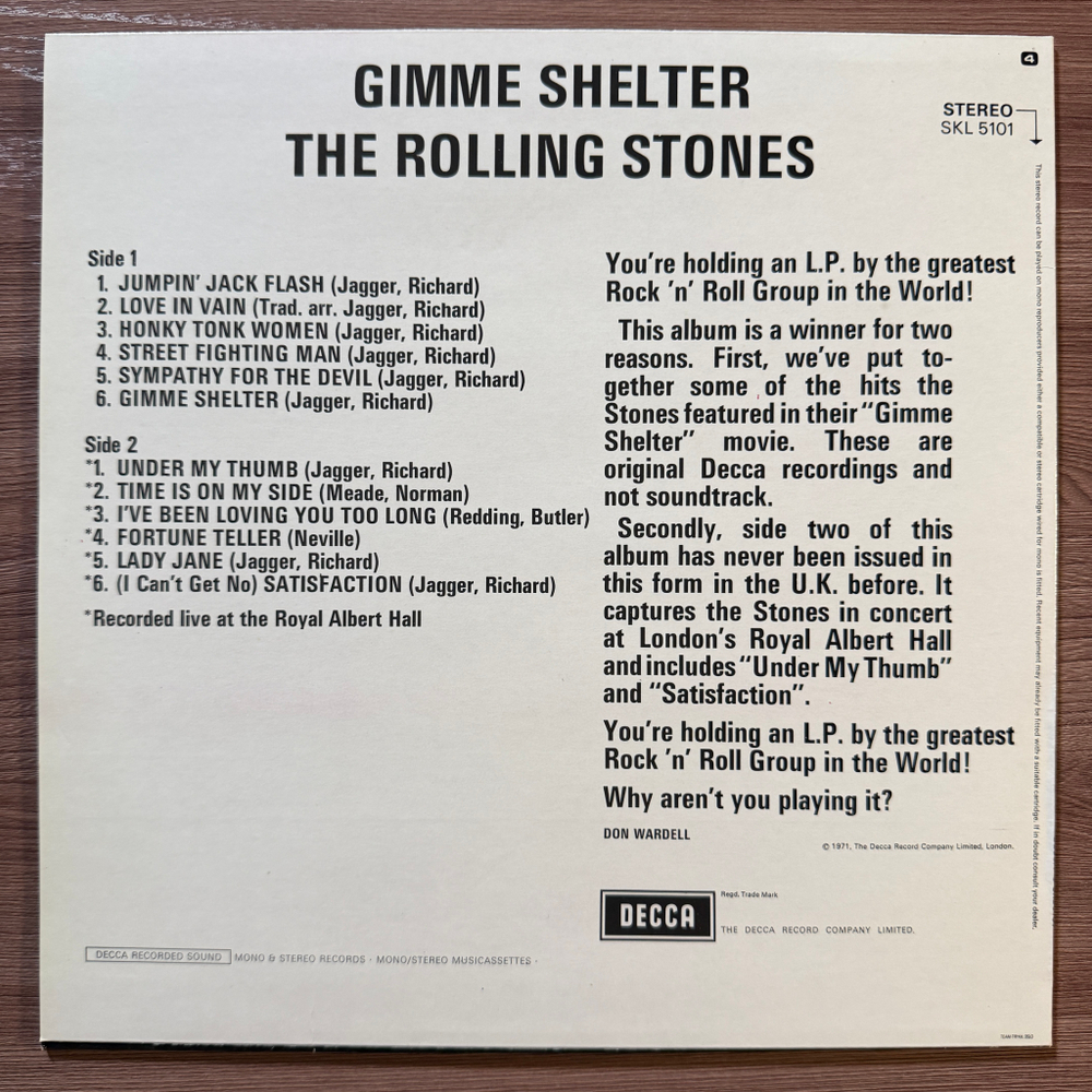 The Rolling Stones ‎– Gimme Shelter (Скандинавия 1981г.)
