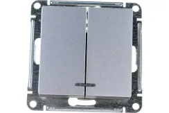 Выключатель Systeme Electric ATLASDESIGN 2-клавишный с индикатором алюминий 38183