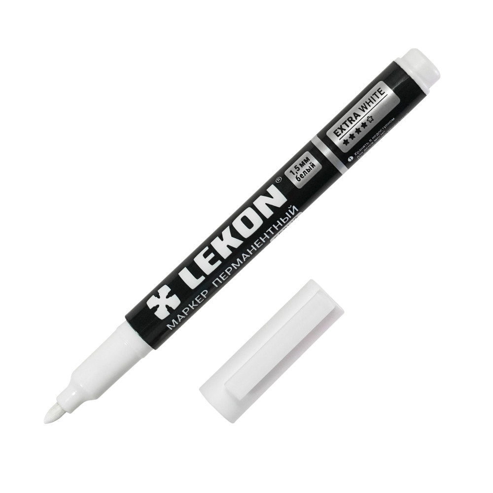 "Маркер LEKON EХTRA WHITE 1.5мм перманентный Белый 12/144/2304"
