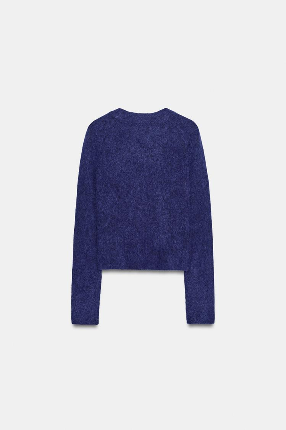 ZARA БАЗОВЫЙ СВИТЕР ИЗ ШЕРСТИ И АЛЬПАКИ, ЧЕРНИЛЬНО-СИНИЙ