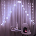 Гирлянда для дома БАХРОМА 2,5м*1/0,1м 136 ламп LED, с насадками Снежинка, 8 реж, IP-20, Белый (возможность соединения)