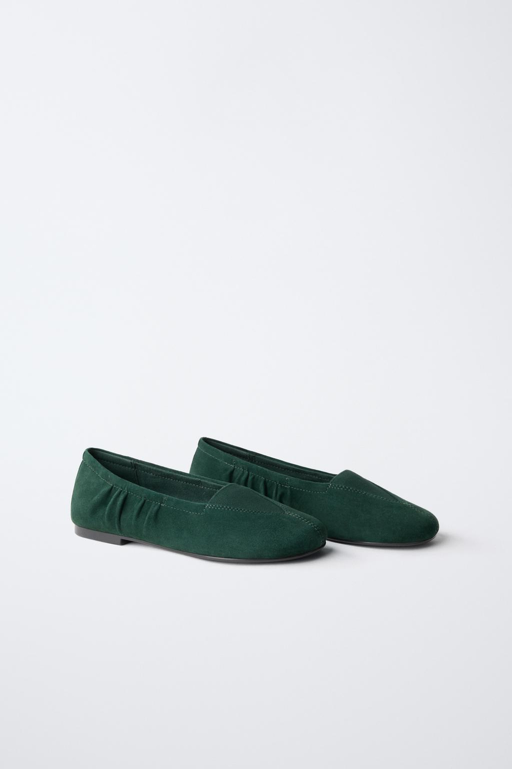 ZARA - FRUIT OF THE LOOM™ КОЖАНЫЕ БАЛЕТКИ, ЗЕЛЕНЫЙ
