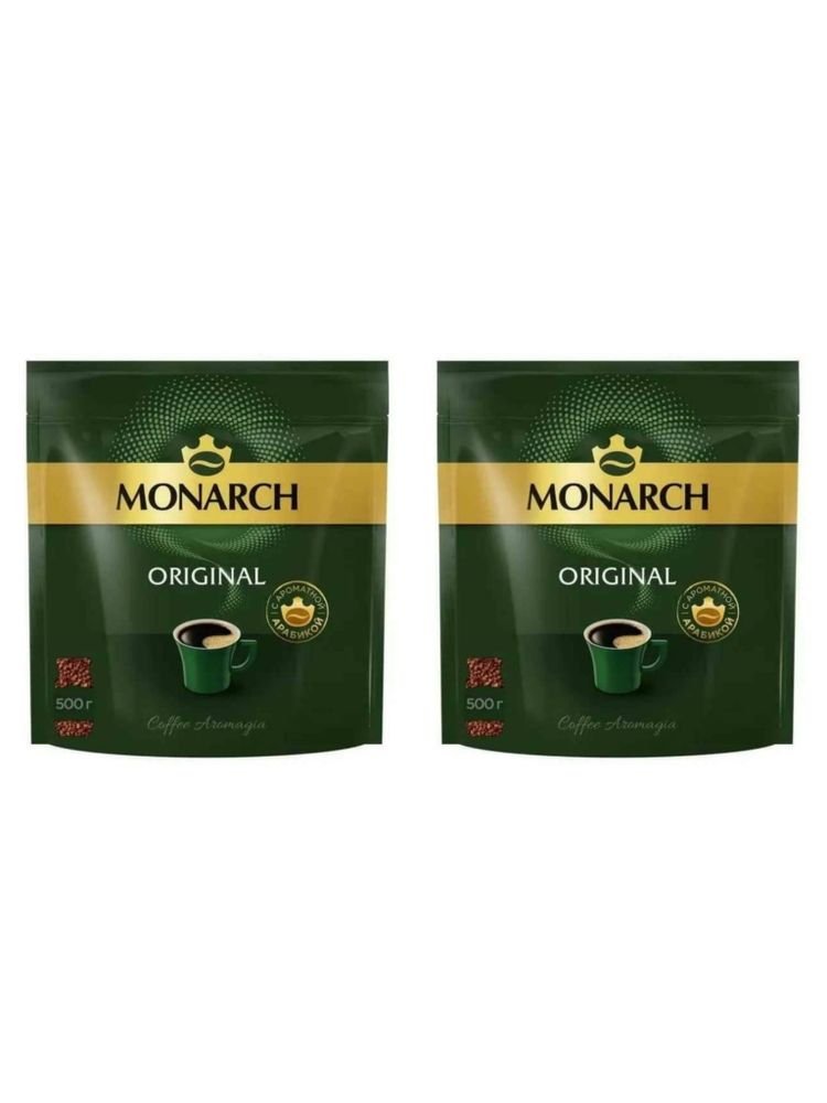 Кофе растворимый Jacobs Monarch, пакет 500 г, 2 шт