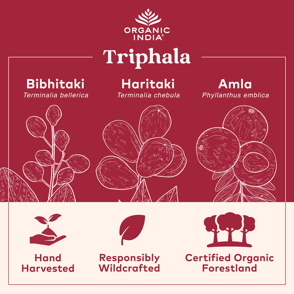 Organic India, трифала, 90 вегетарианских капсул