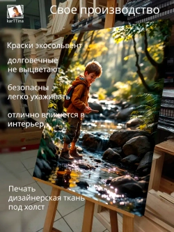 Картина Мальчишка рыбачит, галерейная 30х40см 1шт.