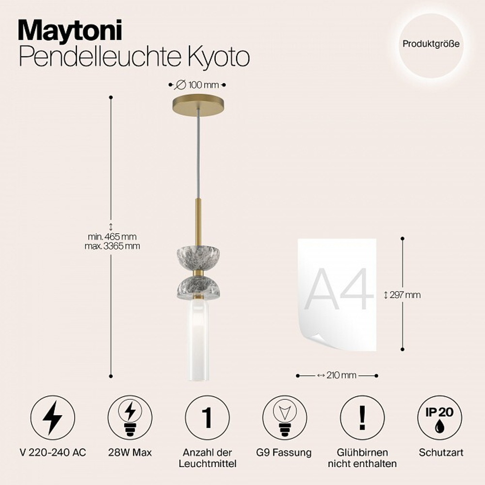 Подвесной светильник Maytoni Kyoto MOD178PL-01GR