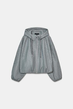 Мягкая куртка-бомбер с капюшоном оверсайз - ZARA