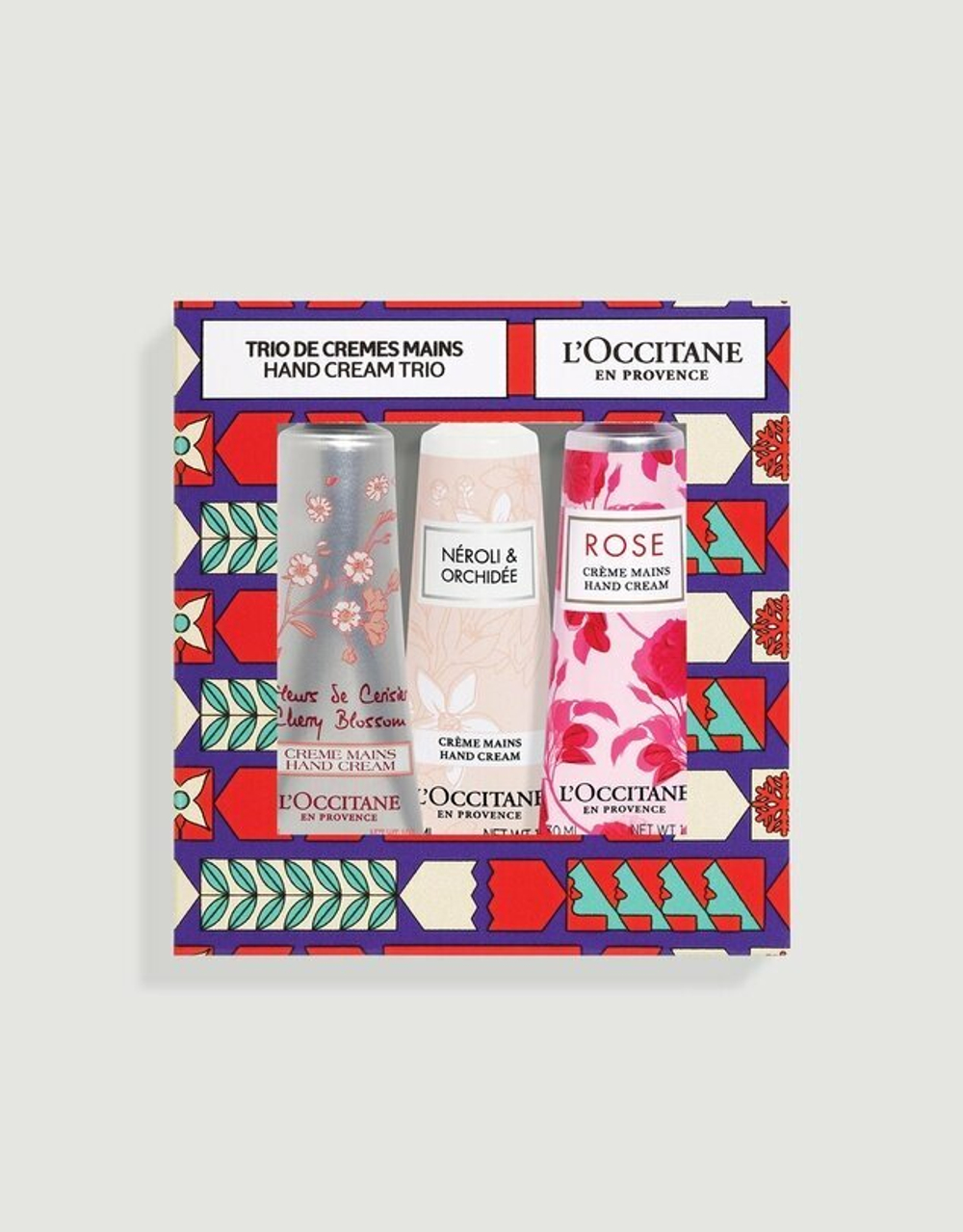 L'Occitane en Provence Набор кремов для рук Трио: вишнёвый цвет, карите, миндаль, 90 мл, 3 шт