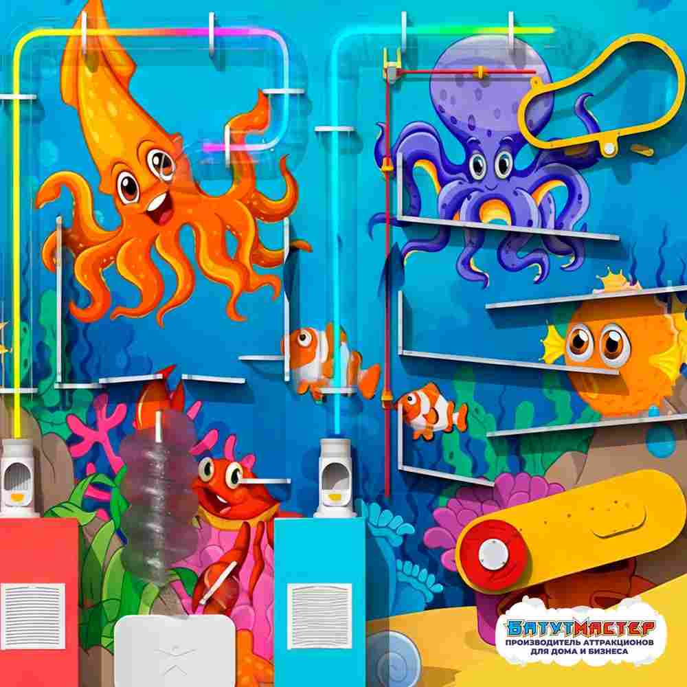 Интерактивная игровая стена «Океан Друзей», 2,44×0,39×2,44 м