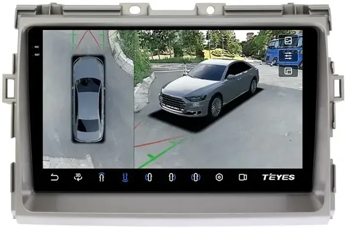 Магнитола для Toyota Estima 3 2006-2016 (без 360, рамка серая 9) - Teyes CC3-2K-360 на Android 10, Быстрая, 2K QLED, CarPlay, 4G SIM-слот, 4 камеры в комплекте