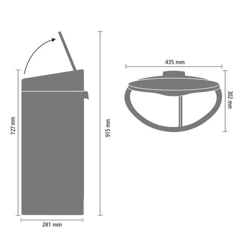 Мусорный бак Touch Bin new двухсекционный 10/23л Brabantia Стальной матовый Fingerprint Proof