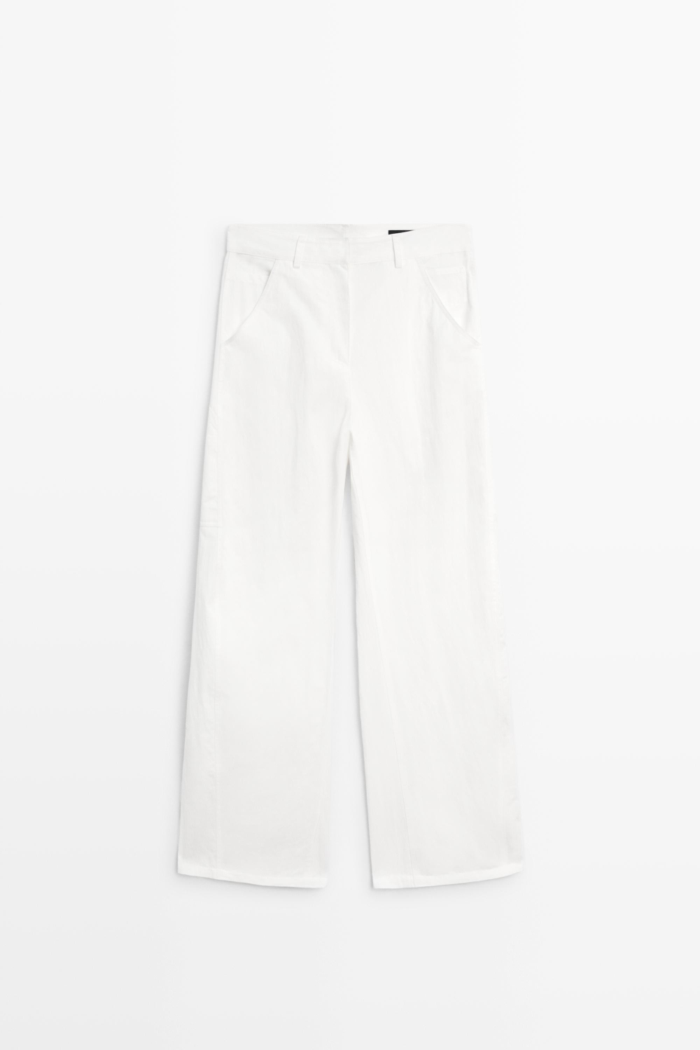 Massimo Dutti Хлопковые брюки карго, белый