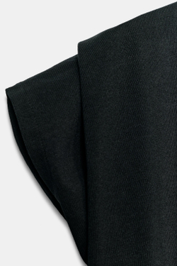 ZARA ХЛОПКОВАЯ ФУТБОЛКА С V-ОБРАЗНЫМ ВЫРЕЗОМ, ЧЕРНЫЙ