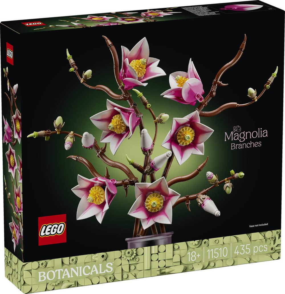 Конструктор Лего ботаникалс Ветви магнолии 11510 | LEGO Botanicals Magnolia Branches декоративный набор 435 деталей 18+