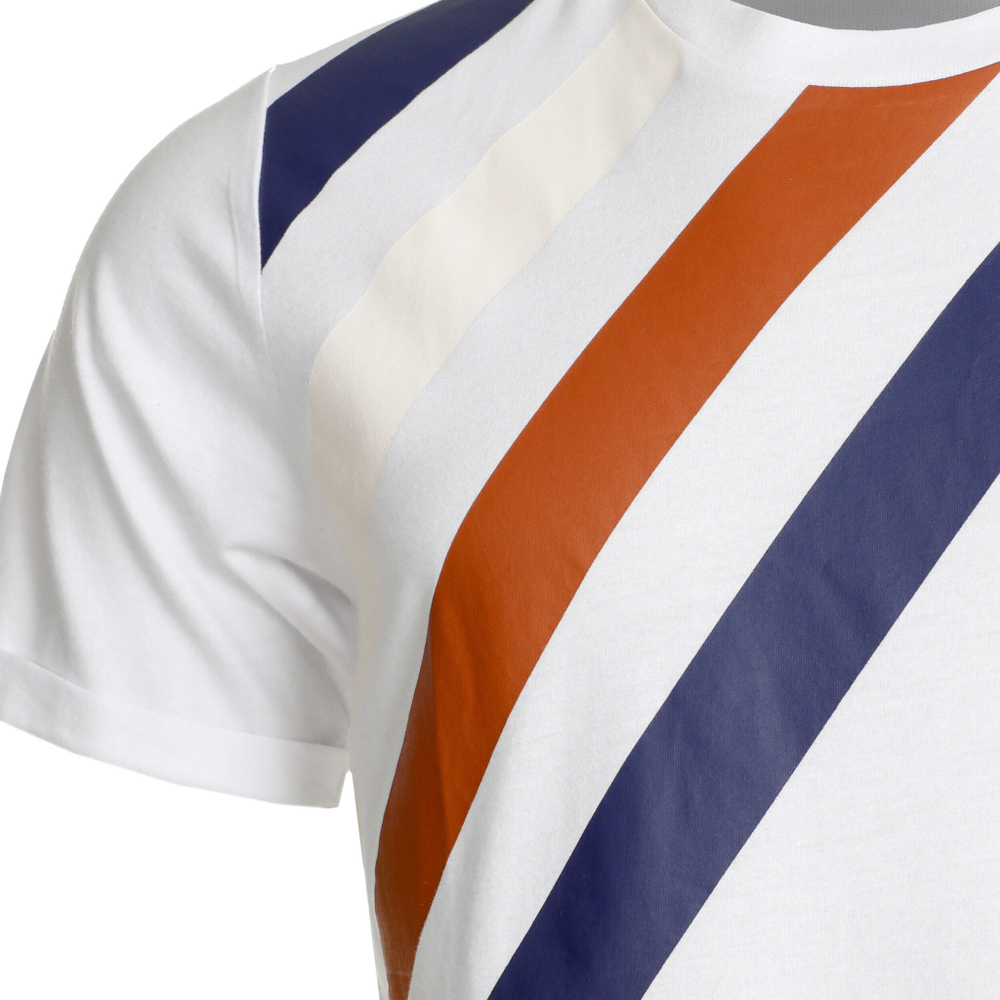 Мужское теннисное поло Quiet Please Retro Stripe T-Shirt Men - White, Multicoloured