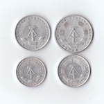 Набор монет. Германия. ГДР. 4 шт. 1,2 марки. 10,50 пфенинг 1957,62,71,68 гг. Большой герб. XF
