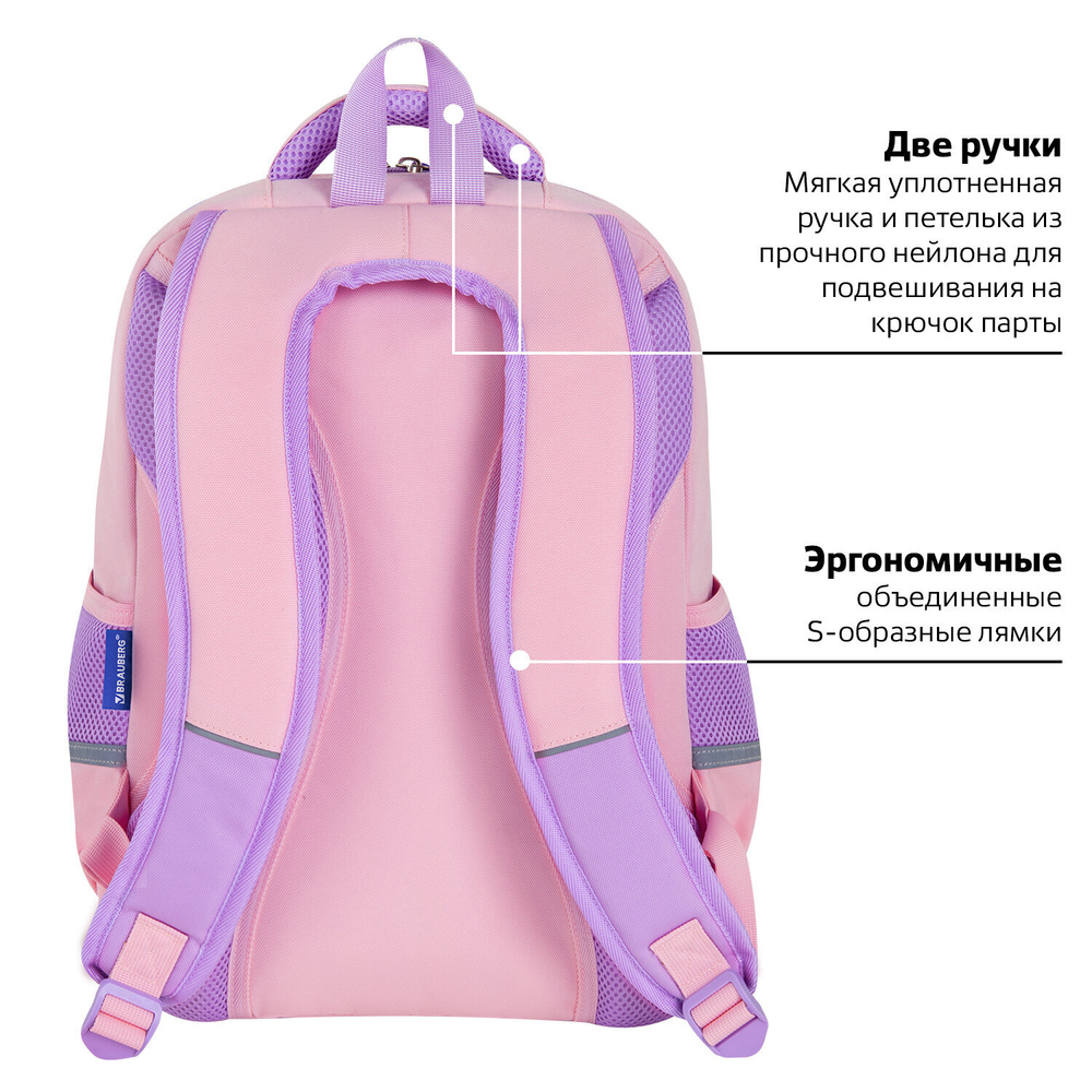 Рюкзак BRAUBERG STAR, 1 отделение, 5 карманов, "Capybara", розовый, 40x29x13 см, 272062