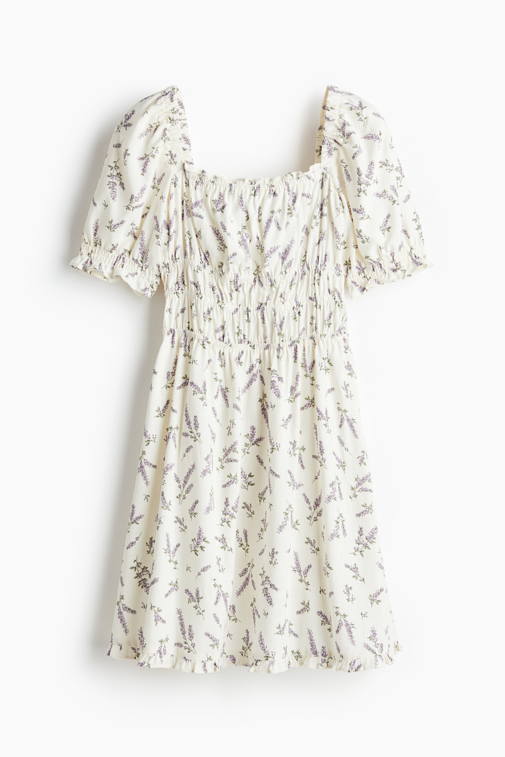 Платье со сборками — квадратный вырез, короткие рукава - H&M