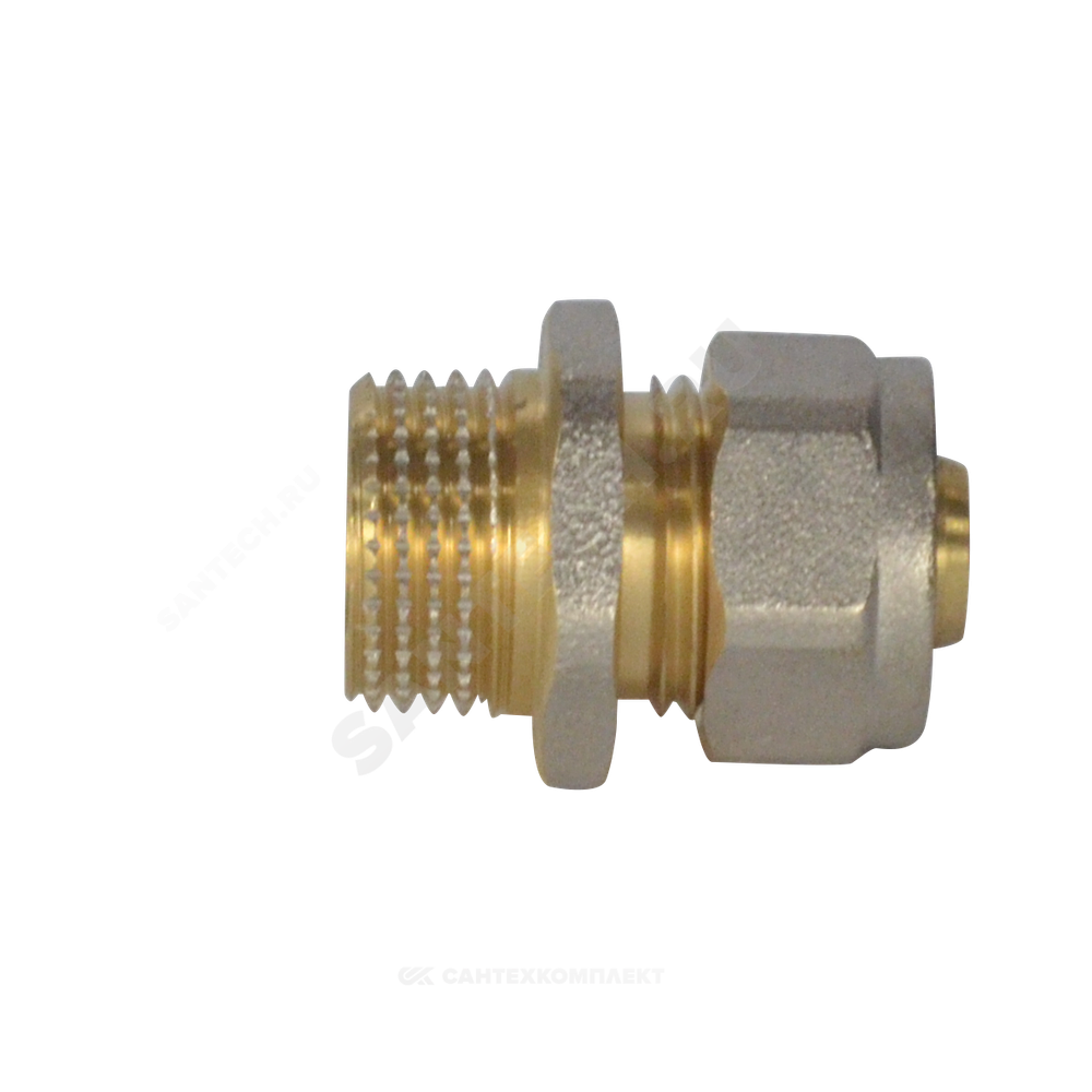 Муфта МП латунь никель обжим Дн 26х3/4" НР ГОСТ 32415-2013 7001 Aquasfera 7001-05