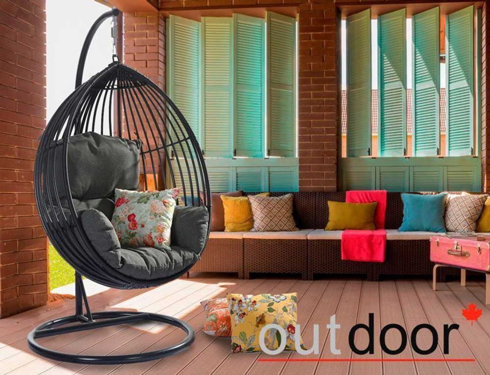 Подвесное кресло "кокон" из ротанга OUTDOOR Самуи, черное