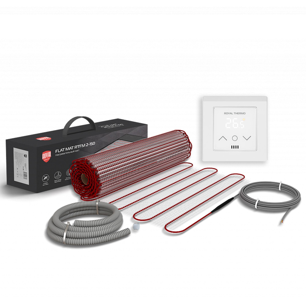 Мат нагревательный Royal Thermo Flat Mat RTFM 2-150-5 с терморегулятором RTS-16