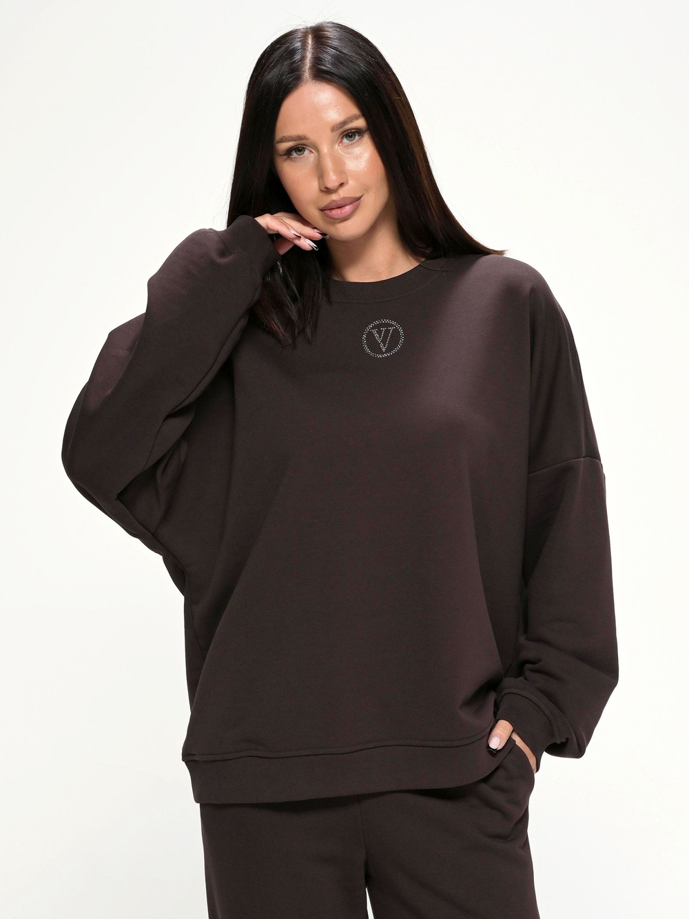Костюм oversize в стиле спорт шик, 713.9059.91.03, цвет шоколад