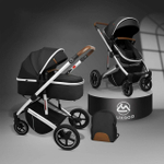 Детская коляска-трансформер 2в1 Luxmom 711 / черного цвета