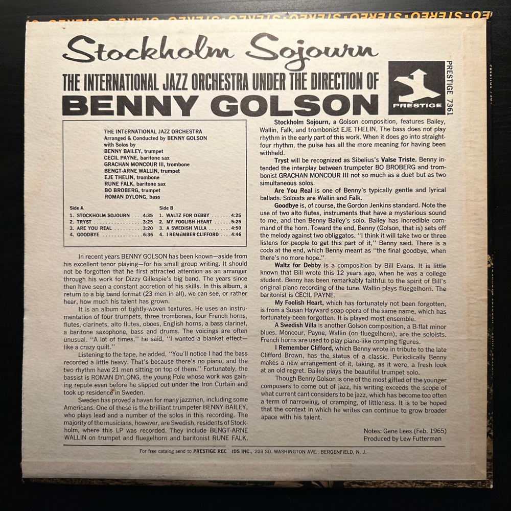 The International Jazz Orchestra Under The Direction Of Benny Golson ‎– Stockholm Sojourn (США)