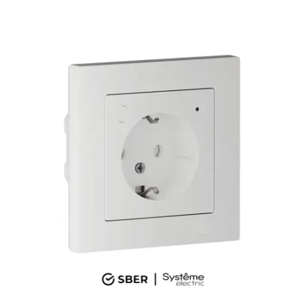 ATLASDESIGN SMART РОЗЕТКА с заземл., со шт., Zigbee, L+N, 16А, мех., БЕЛЫЙ