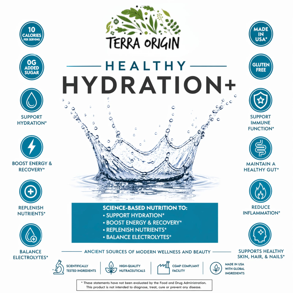 Terra Origin, Healthy Hydration+, тропический спрей, 30 пакетиков On the Go, 6,2 г (0,22 унции) каждый