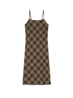 Платье Brown Plaid Midi Slip Dress