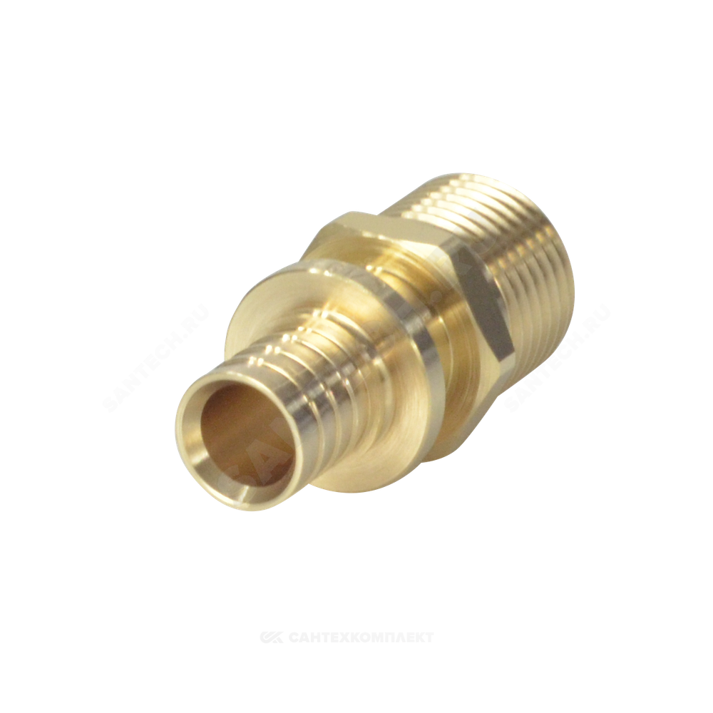 Муфта для PE-X труб аксиальная латунь Дн 25х3/4" НР РОС