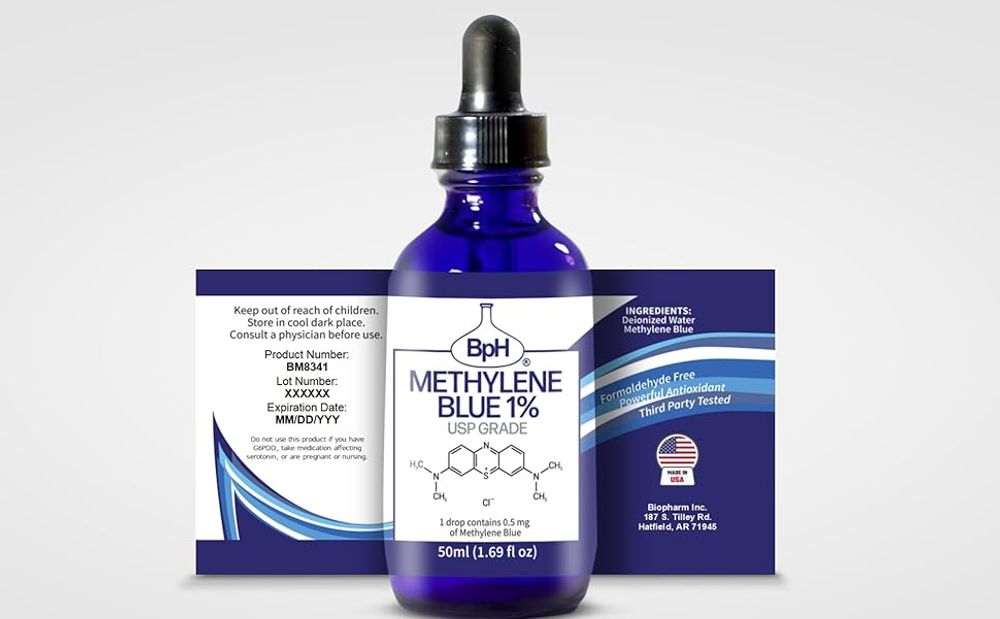 Methylene Blue 1%, USP (Pharmaceutical) Grade 50 ml. Methylene Blue 1%, USP (Pharmaceutical) Grade 50 ml.