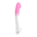 Бело-розовый изогнутый силиконовый вибромассажер 18,7см Silicone Toys USK-V26