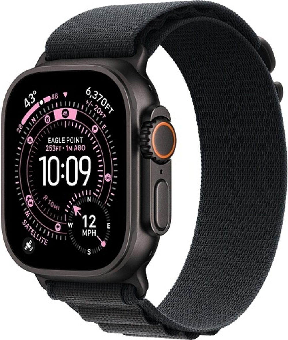 Apple Watch Ultra 3 49mm Black Titanium Case with Black Alpine Loop Medium