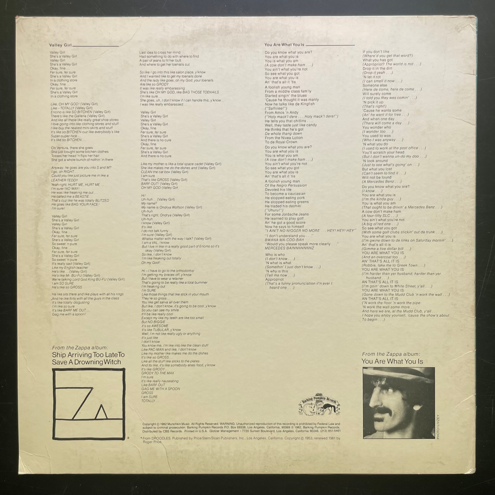 Frank & Moon Zappa ‎– Valley Girl (США 1982г.) 12", 45 RPM