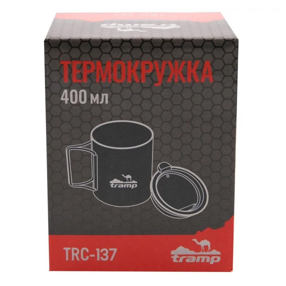 Термокружка TRAMP со складными ручками и поилкой, артикул TRC-137.12, 400 мл, цвет Оливковый