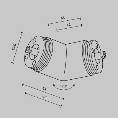 Угловой коннектор 120° для системы Shelf без ввода питания, CA018LWC-B. TM Maytoni