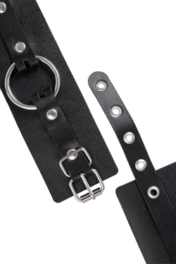 Наручники Pecado BDSM, из толстой кожи с люверсами, натуральная кожа, чёрные