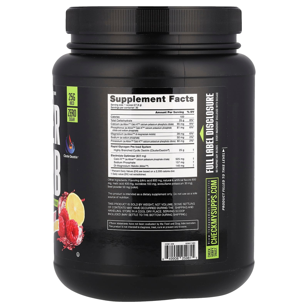 NutraBio, Super Carb, со вкусом малинового лимонада, 834 г (1,8 фунта)