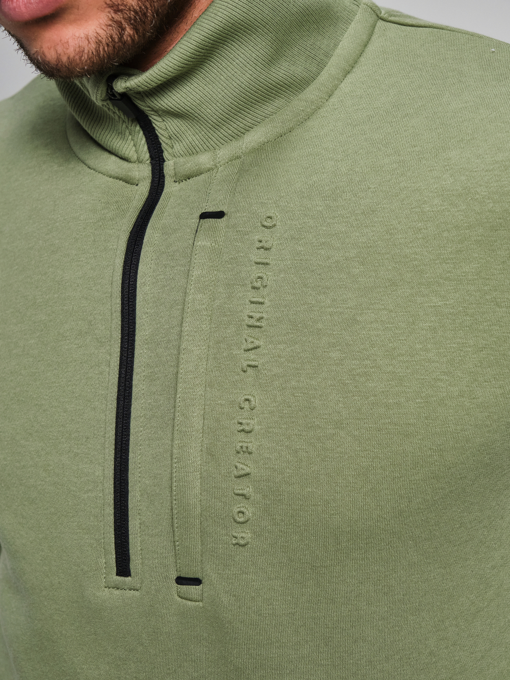 Свитшот с короткой молнией ORIGINAL CREATOR HALF ZIP, Светло-зеленый