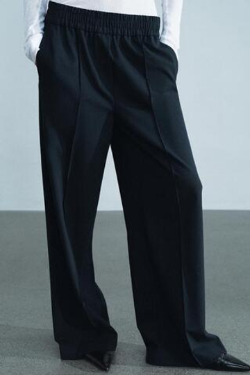 ZARA ШИРОКИЕ БРЮКИ ИЗ ШЕРСТИ — ZW COLLECTION, МОРСКОЙ СИНИЙ