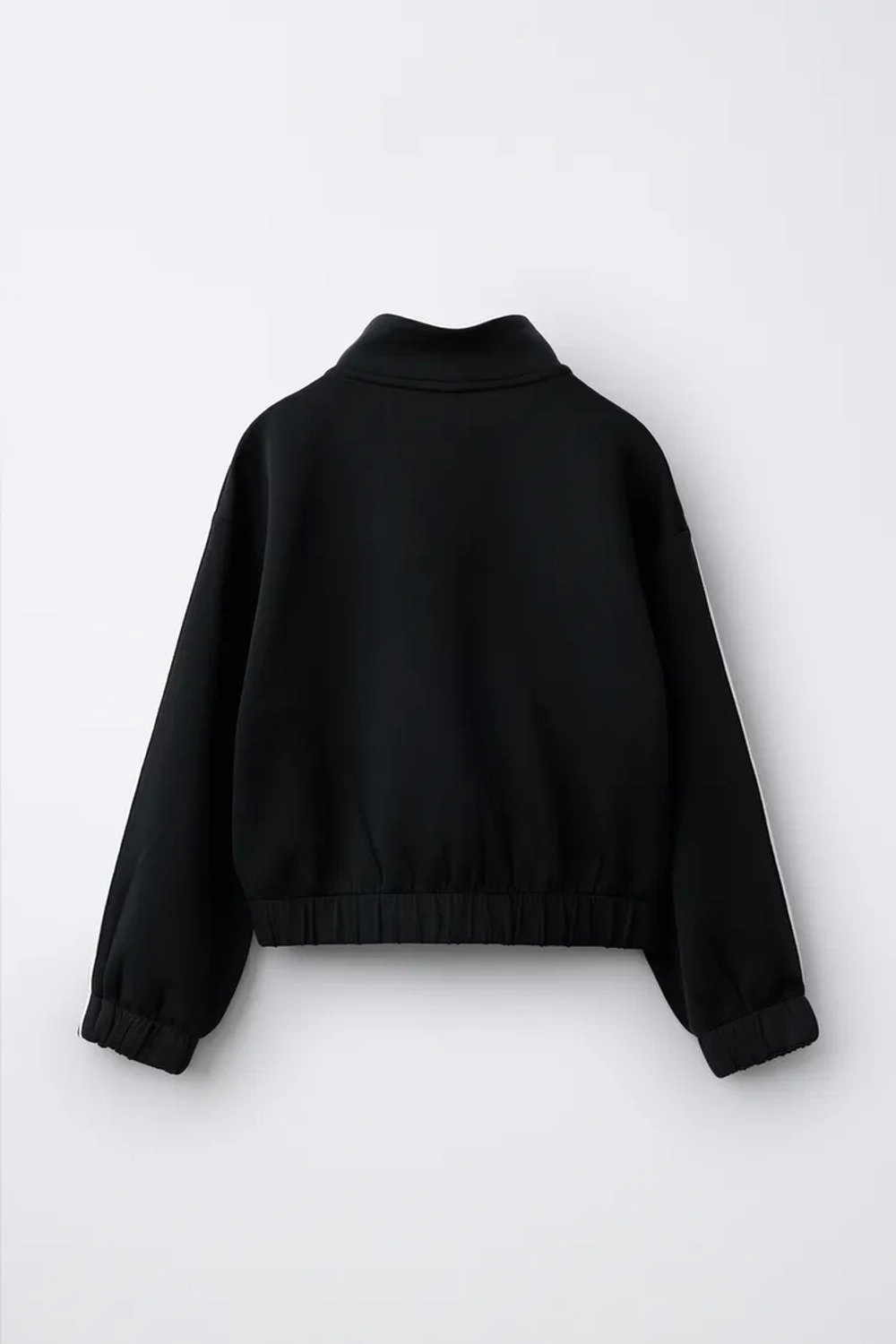 ZARA СПОРТИВНАЯ КУРТКА С КОНТРАСТНЫМ КАНТОМ, ЧЕРНЫЙ