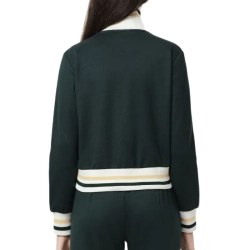 Женская Кофта теннисная Lacoste Zip-Up Stripe Accent - forest green
