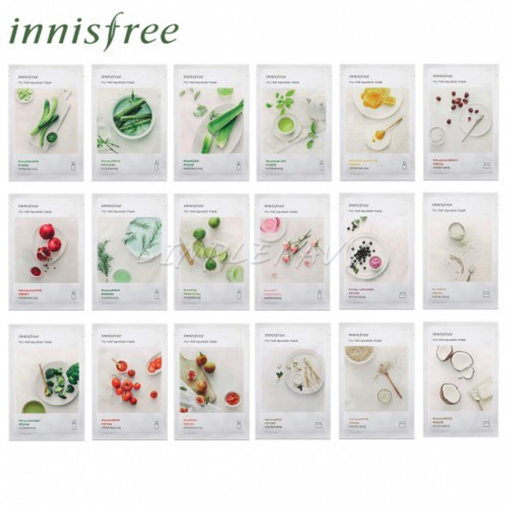 Маска для лица Innisfree тканевая на водной основе с экстрактом брокколи, 20 мл