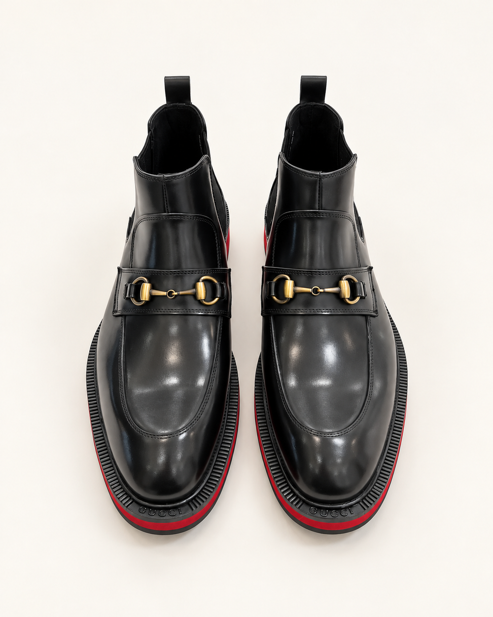 Мужские ботинки челси Gucci с пряжкой — чёрные