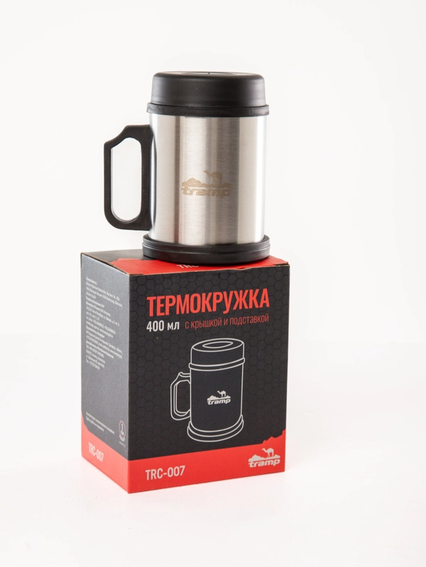 Кружка Tramp 400 мл с крышкой и подставкой TRC-007 Стальной