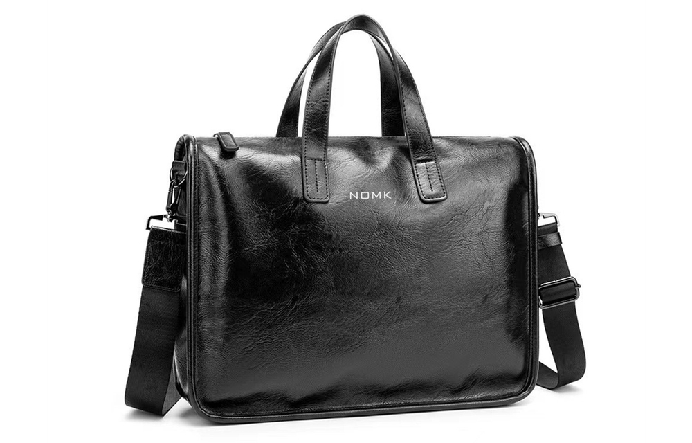 NOMK PU Handbag, Shoulder Bag, Crossbody Bag, Laptop Bag, Briefcase Regular Men"s Black