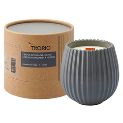Свеча ароматическая Tkano Edge Lemon Mandarin & Neroli серая 60ч